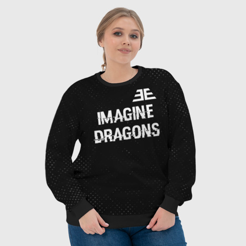 Женский свитшот 3D Imagine Dragons glitch на темном фоне: символ сверху, цвет 3D печать - фото 6