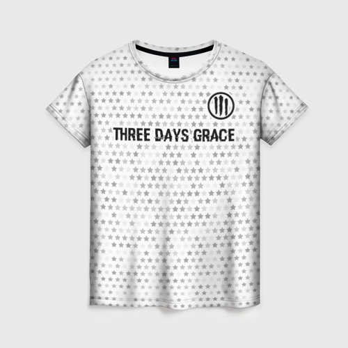 Женская футболка 3D с принтом Three Days Grace glitch на светлом фоне: символ сверху, вид спереди #2