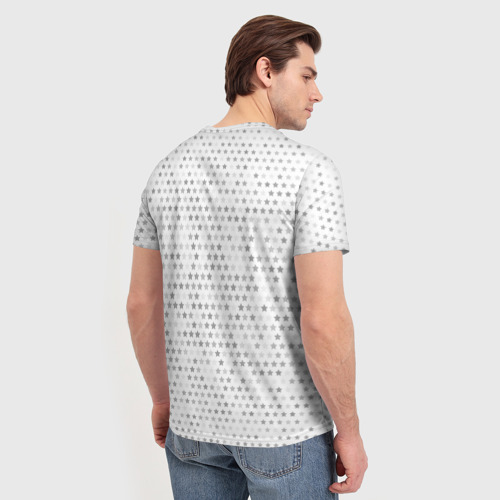 Мужская футболка 3D с принтом Three Days Grace glitch на светлом фоне: символ сверху, вид сзади #2