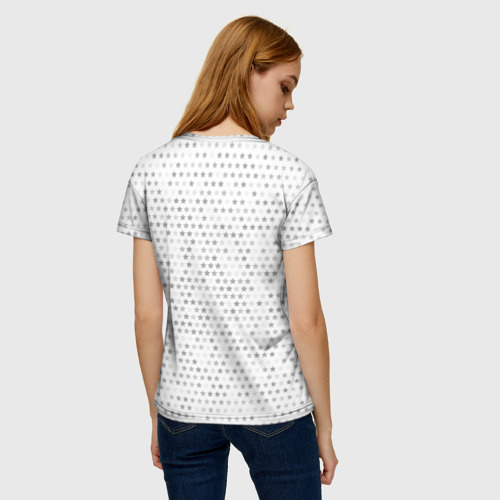 Женская футболка 3D с принтом Three Days Grace glitch на светлом фоне: символ сверху, вид сзади #2