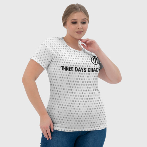 Женская футболка 3D с принтом Three Days Grace glitch на светлом фоне: символ сверху, фото #4