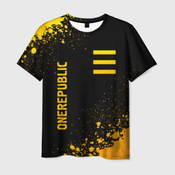 Мужская футболка 3D OneRepublic - gold gradient: надпись, символ