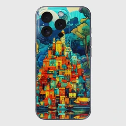 Чехол для iPhone 16 Pro Max силиконовый с защитой камеры Сказочный город