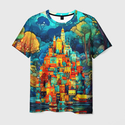 Мужская футболка 3D Сказочный город