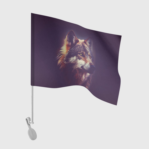 Флаг для автомобиля Задумчивый волк