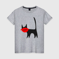 Кот губастик – Женская футболка хлопок с принтом купить со скидкой в -20%