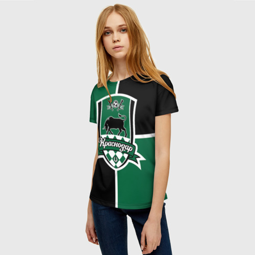 Женская футболка 3D ФК Краснодар - эмблема, цвет 3D печать - фото 3