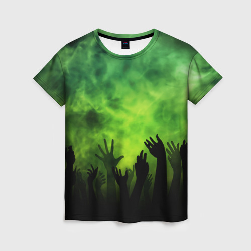 Женская футболка 3D с принтом Зомби вечеринка, вид спереди #2