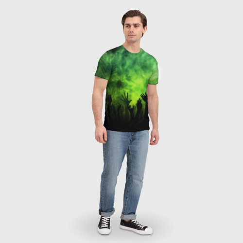 Мужская футболка 3D с принтом Зомби вечеринка, вид сбоку #3