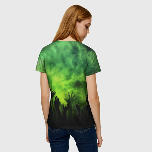 Женская футболка 3D с принтом Зомби вечеринка, вид сзади #2