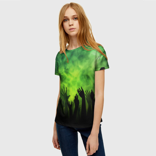 Женская футболка 3D с принтом Зомби вечеринка, фото на моделе #1