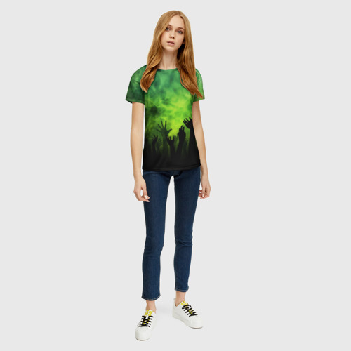 Женская футболка 3D с принтом Зомби вечеринка, вид сбоку #3