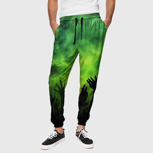 Мужские брюки 3D с принтом Зомби вечеринка, вид сбоку #3