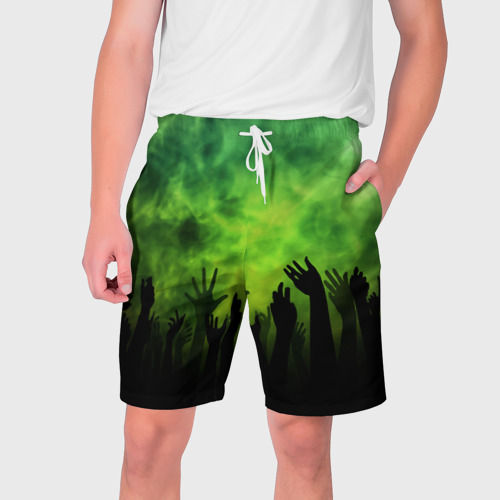 Мужские шорты 3D с принтом Зомби вечеринка, вид спереди #2