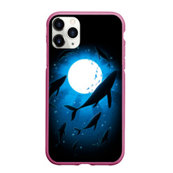 Чехол для iPhone 11 Pro Max матовый Киты под водой