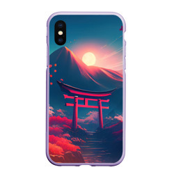 Чехол для iPhone XS Max матовый Japan gate drawing