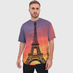 Мужская футболка oversize 3D Эйфелева башня - закат - фото 2