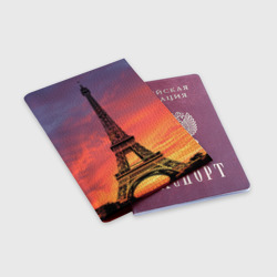 Обложка для паспорта матовая кожа Эйфелева башня - закат - фото 2