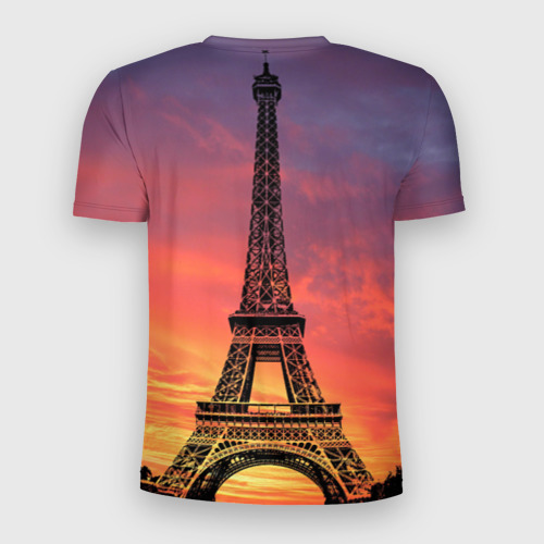 Мужская футболка 3D Slim Эйфелева башня - закат, цвет 3D печать - фото 2