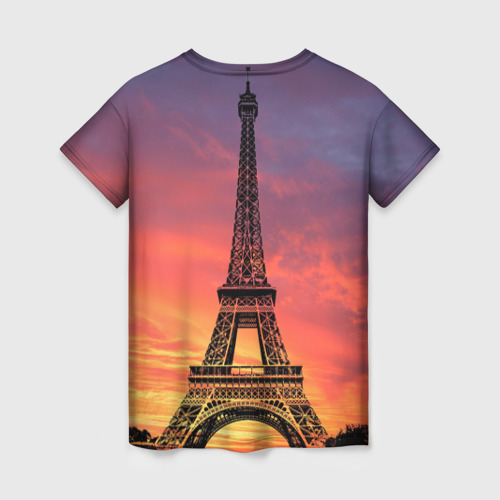 Женская футболка 3D Эйфелева башня - закат, цвет 3D печать - фото 2