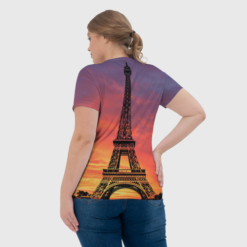 Женская футболка 3D Эйфелева башня - закат, цвет 3D печать - фото 7
