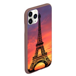 Чехол для iPhone 11 Pro Max матовый Эйфелева башня - закат - фото 2