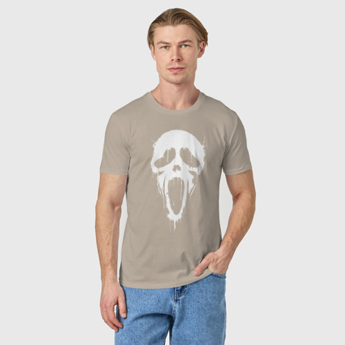 Мужская футболка хлопок Scream - mask, цвет миндальный - фото 3