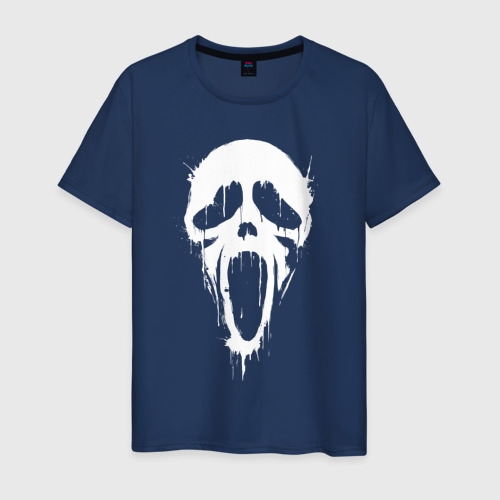 Мужская футболка из хлопка с принтом Scream - mask, вид спереди №1