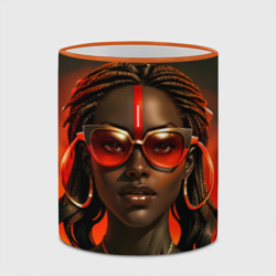 Кружка с полной запечаткой Девушка афро с косичками в модных очках - фото 2