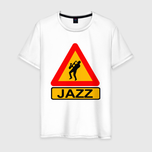 Мужская футболка из хлопка с принтом Стиль джаз, вид спереди №1