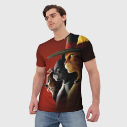 Мужская футболка 3D Кот в сапогах Герои - фото 2