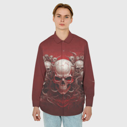 Мужская рубашка oversize 3D Демонические черепа - фото 2