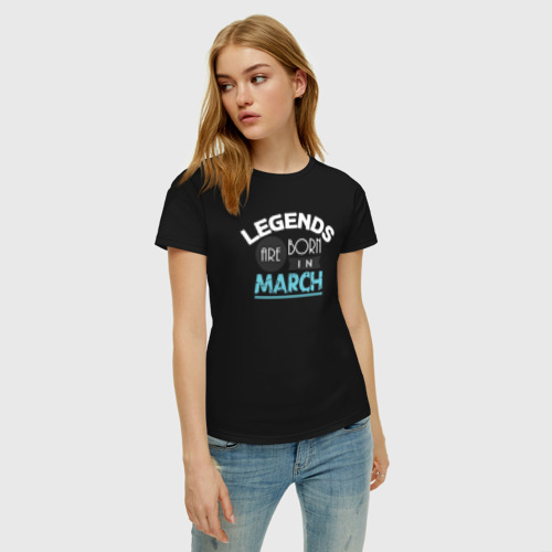 Женская футболка хлопок Легенда марта, цвет черный - фото 3