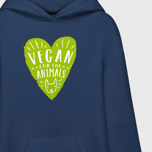 Худи SuperOversize хлопок Vegan for the animals, цвет темно-синий - фото 3