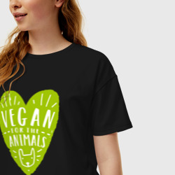 Женская футболка хлопок Oversize Vegan for the animals - фото 2