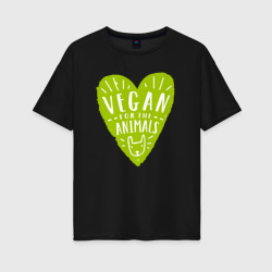 Женская футболка хлопок Oversize Vegan for the animals