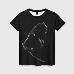 Женская футболка 3D Хищник на черном фоне