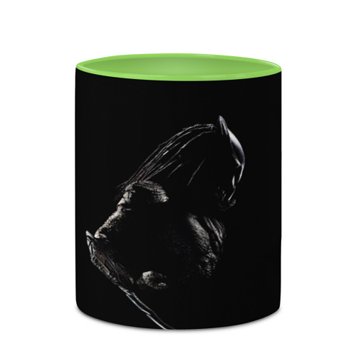 Кружка с полной запечаткой Хищник на черном фоне, цвет белый + светло-зеленый - фото 4