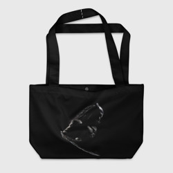 Пляжная сумка 3D Хищник на черном фоне