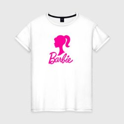 Розовый логотип Барби – Женская футболка хлопок с принтом купить со скидкой в -20%