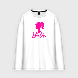 Женский лонгслив oversize хлопок Розовый логотип Барби