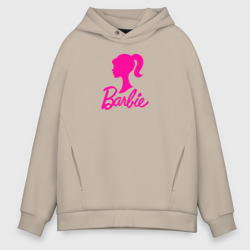 Мужское худи Oversize хлопок Розовый логотип Барби
