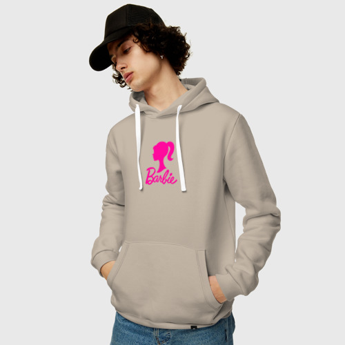 Мужская толстовка хлопок Розовый логотип Барби, цвет миндальный - фото 3