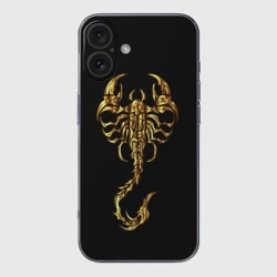 Чехол для iPhone 16 силиконовый с защитой камеры Золотой скорпион