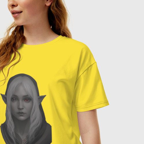 Женская футболка хлопок Oversize Baldurs gate 3 drow elf, цвет желтый - фото 3