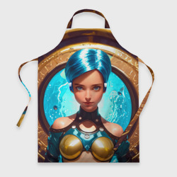 Фартук 3D Девушка томбой с голубыми волосами у портала
