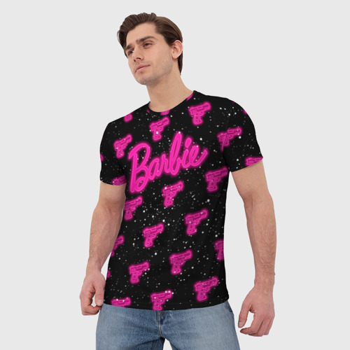 Мужская футболка 3D Неоновое оружие и Барби, цвет 3D печать - фото 3