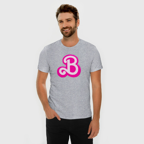 Мужская футболка хлопок Slim с принтом Б - значит Барби, фото на моделе #1