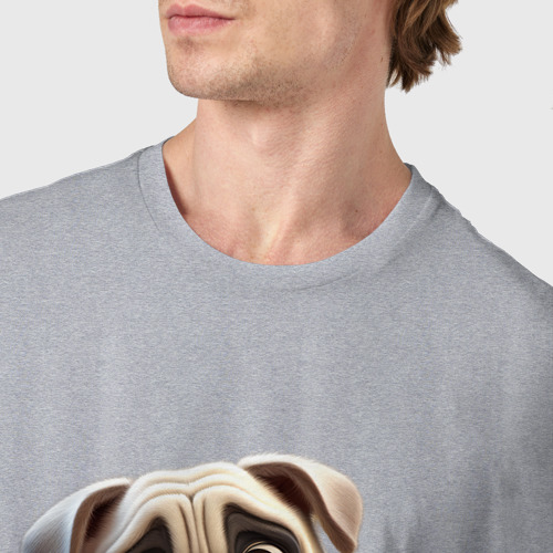 Мужская футболка хлопок с принтом Мультяшный мопс, фото #4