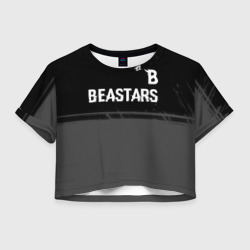Женская футболка Crop-top 3D Beastars glitch на темном фоне: символ сверху